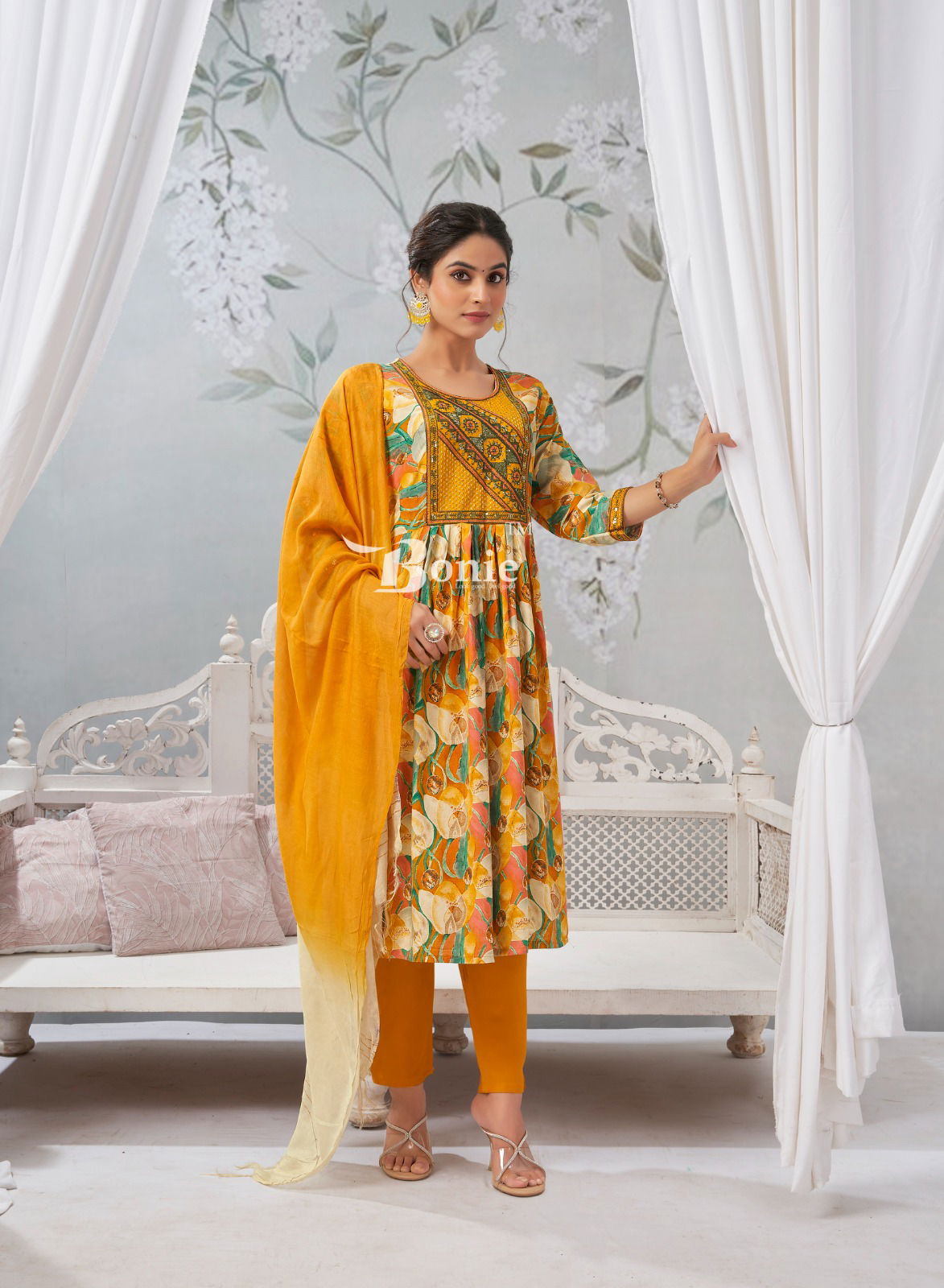 Meghana 5 By Bonie Rayon Designer Kurti With Bottom Dupatta Wholesale Price In Surat
